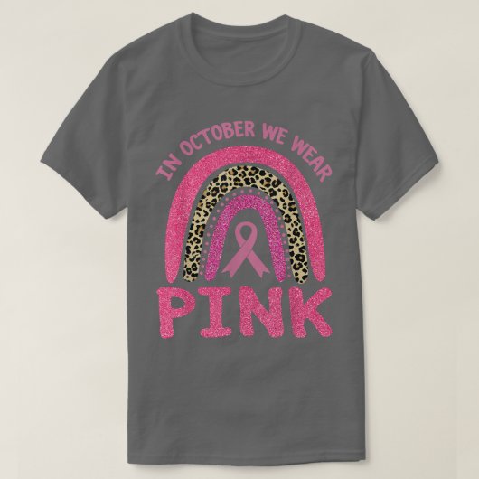 In oktober Draag we roze leopard Breast Cancer Awa T-shirt (Design voorkant)