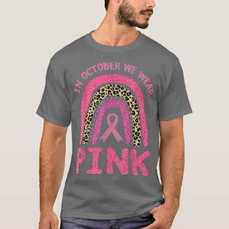 In oktober Draag we roze leopard Breast Cancer Awa T-shirt
