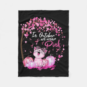 In oktober Draag we roze leoparkastkanker Fleece Deken