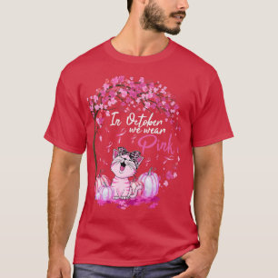 In oktober Draag we roze leoparkastkanker T-shirt