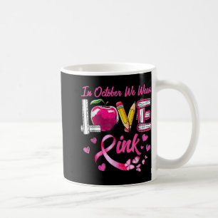 In oktober Draag we roze liefdesborstkanker. Koffiemok
