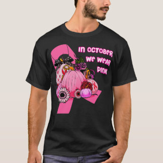 In oktober Draag we roze lint pompoenkanker T-shirt
