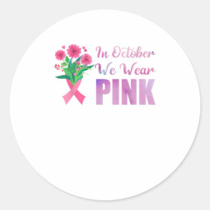 In oktober Draag we roze lintborstkanker Ronde Sticker