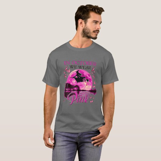 In oktober Draag we roze lintje hech halloween Bre T-shirt (Voorkant volledig)