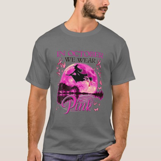In oktober Draag we roze lintje hech halloween Bre T-shirt (Voorkant)