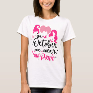 In oktober Draag we roze lintje hech halloween Bre T-shirt