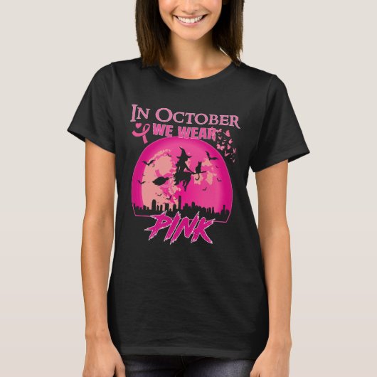 In oktober Draag we roze lintje hech halloween Bre T-shirt (Voorkant)