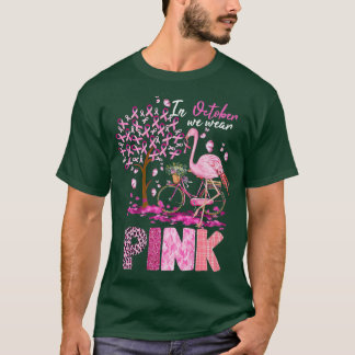 In oktober Draag we roze lintjes flamingo Breas T-shirt