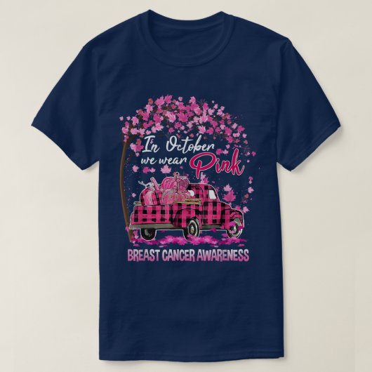 In oktober Draag we roze lintlintbalken T-shirt (Design voorkant)