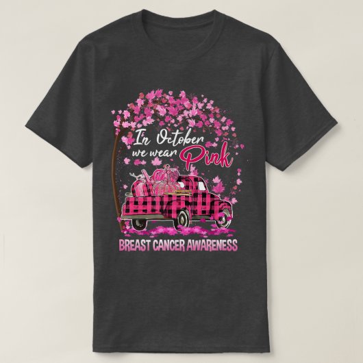 In oktober Draag we roze lintlintbalken T-shirt (Design voorkant)