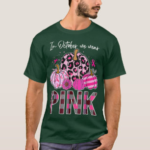 In oktober Draag we roze lintlintluipaard pompoen T-shirt