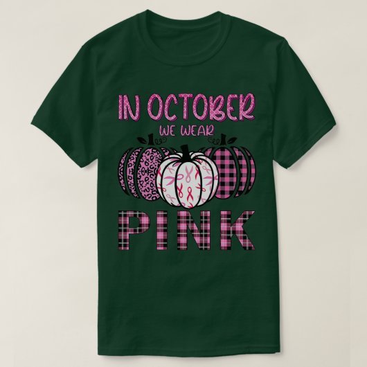 In oktober Draag we roze lintlintluipaard pompoen T-shirt (Design voorkant)