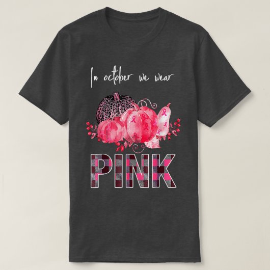 In oktober Draag we roze lintlintluipaard pompoen T-shirt (Design voorkant)