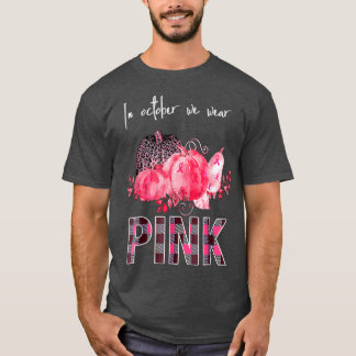 In oktober Draag we roze lintlintluipaard pompoen T-shirt