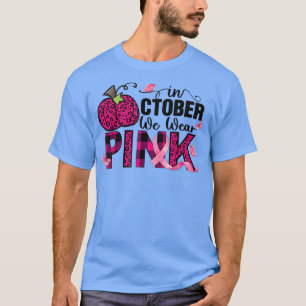 In oktober Draag we roze lintlintluipaard pompoen T-shirt