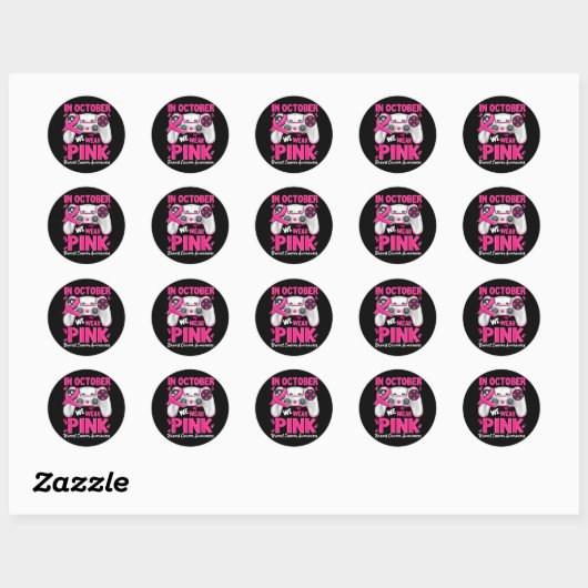 In oktober Draag we roze lintspel borstkanker Ronde Sticker (Vel)