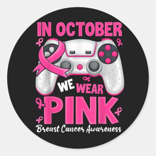 In oktober Draag we roze lintspel borstkanker Ronde Sticker (Voorkant)