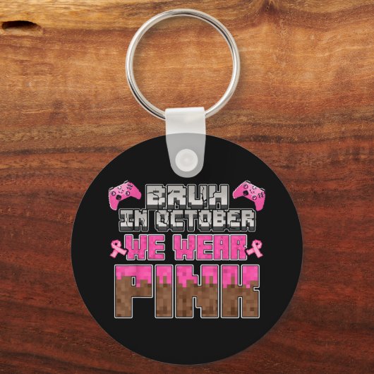 In oktober Draag we roze lintspel borstkanker Sleutelhanger (Voorkant)
