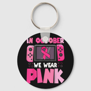 In oktober Draag we roze lintspel borstkanker Sleutelhanger