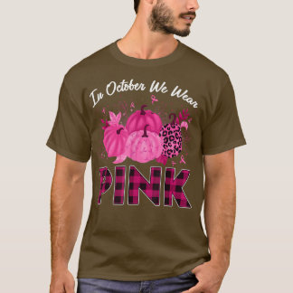 In oktober Draag we roze luipaard pompoen lintje T-shirt