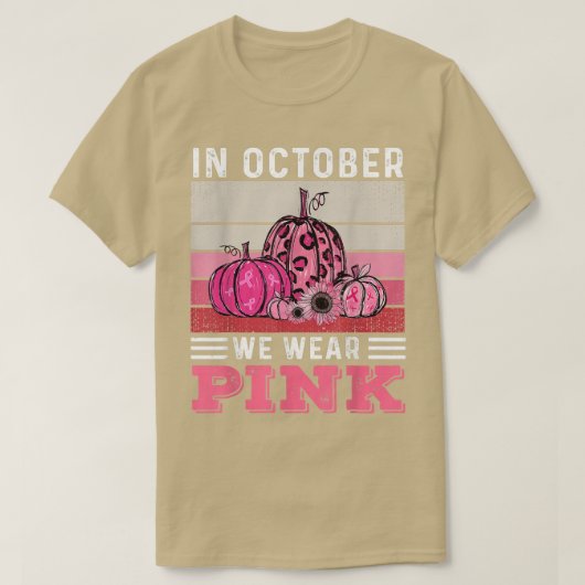 In oktober Draag we roze luipaard pompoenkast T-shirt (Design voorkant)