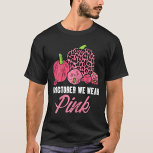 In oktober Draag we roze luipaard pompoenkast T-shirt