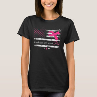 In oktober draag we roze met de Amerikaanse vlag T-shirt