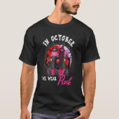 In oktober Draag we roze Moon Night Halowe T-shirt (Voorkant)