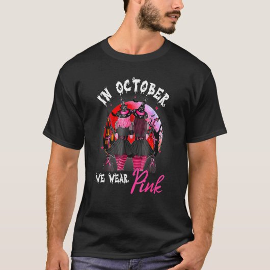 In oktober Draag we roze Moon Night Halowe T-shirt (Voorkant)