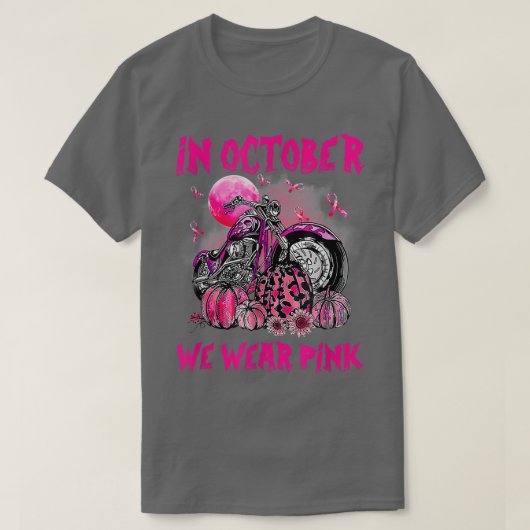 In oktober Draag we roze motorfiele borstkanker B T-shirt (Design voorkant)