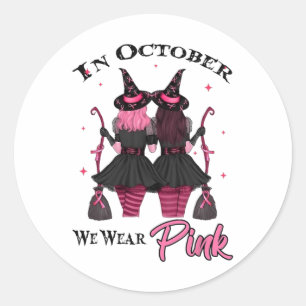In oktober Draag we roze najaarse Herfst Breast Ronde Sticker