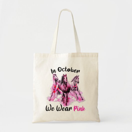 In oktober Draag we roze paardenbre Tote Bag (Voorkant)
