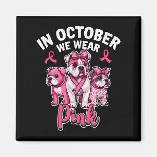 In oktober Draag we roze Pitbull Dog Breast Cancer Magneet