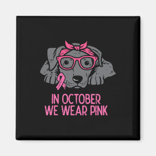 In oktober Draag we roze Pitbull Dog Breast Cancer Magneet
