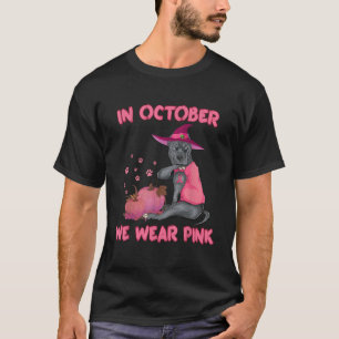 In oktober Draag we roze Pitbull Dog Breast Cancer T-shirt