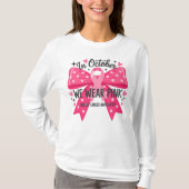 In oktober Draag we roze polka dot boog T-shirt (Voorkant)