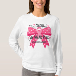 In oktober Draag we roze polka dot boog T-shirt