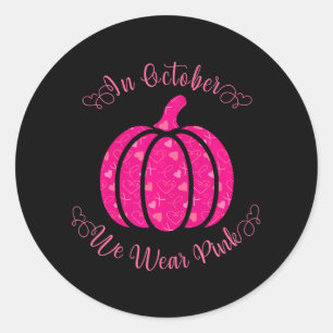 In oktober Draag we roze pompoen borstkanker Ronde Sticker