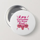 In oktober Draag we roze pompoen gift Ronde Button 7,6 Cm (Voorkant /achterkant)