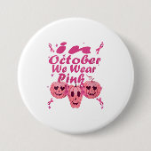In oktober Draag we roze pompoen gift Ronde Button 7,6 Cm (Voorkant)