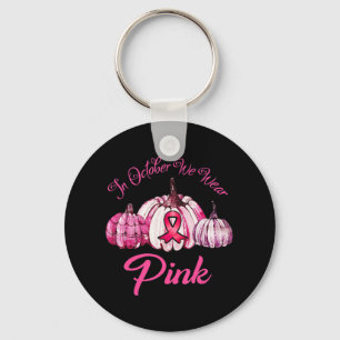 In oktober Draag we roze pompoen halloween cadeaus Sleutelhanger