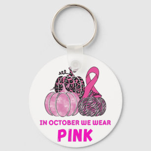 In oktober Draag we roze pompoenen Sleutelhanger