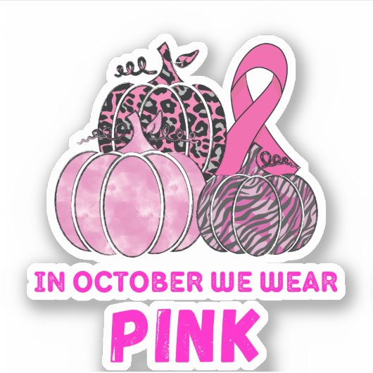In oktober Draag we roze pompoenen Sticker (Voorkant)