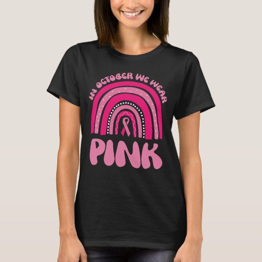 In oktober Draag we roze regenboog T-shirt (Voorkant)