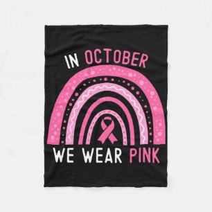 In oktober Draag we roze regenboogribb Fleece Deken