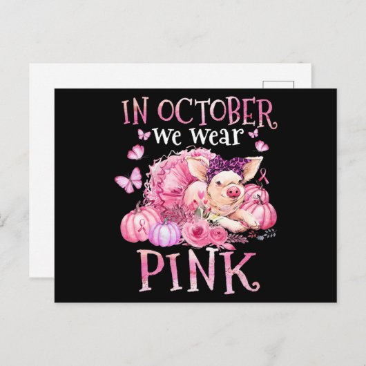 In oktober Draag we roze reukstofblaaskanker A Briefkaart (Voorkant / Achterkant)