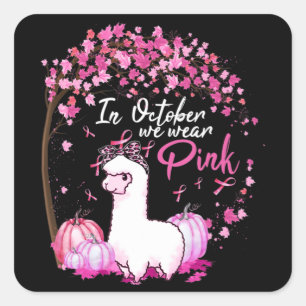 In oktober Draag we roze Ribbon Breast Cancer Vierkante Sticker