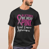 In oktober Draag we roze Riboon American Flag Brea T-shirt (Voorkant)