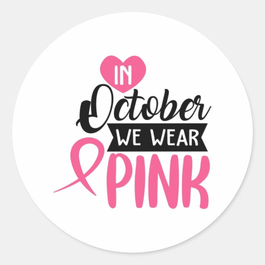 In oktober Draag we roze Ronde Sticker (Voorkant)