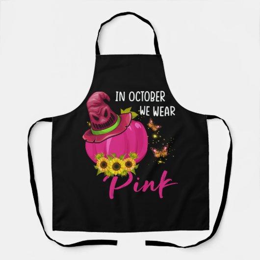 In oktober Draag we roze roze pompoen met borstkan Schort (Voorkant)